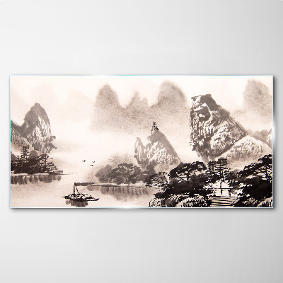 Obraz na skle Čínské inkoustové lodě
