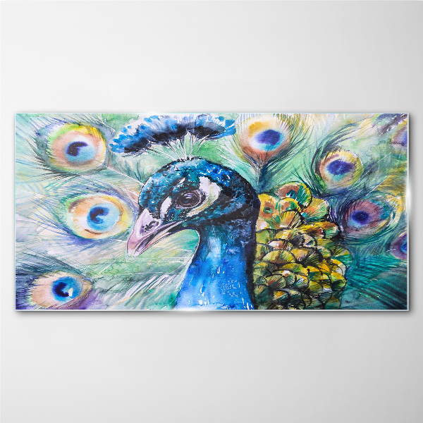 Obraz na skle Malování zvířecí pták páv
