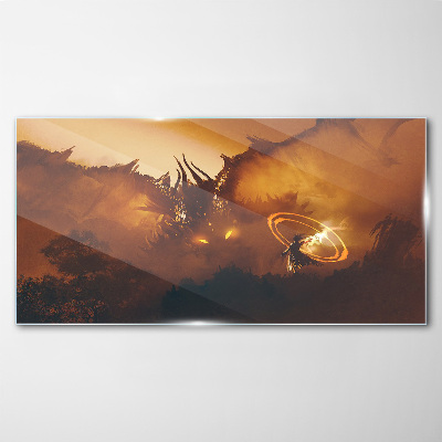 Obraz na skle Fantasy Dragon Malování