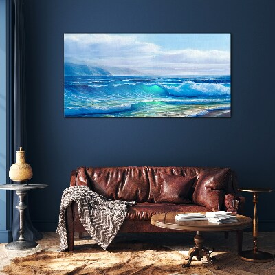 Obraz na skle Mořské vlny mraky