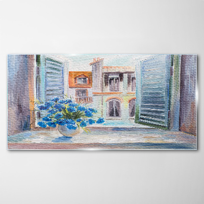 Obraz na skle Malování květiny střechy