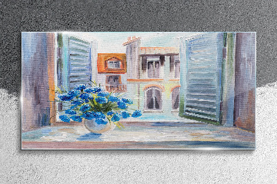 Obraz na skle Malování květiny střechy