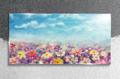 Obraz na skle Květiny louka obloha