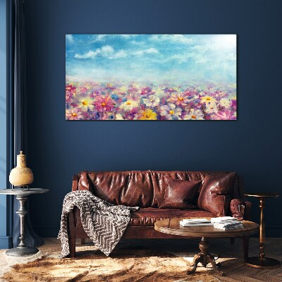 Obraz na skle Květiny louka obloha