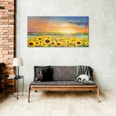 Obraz na skle Květiny pole slunečnic