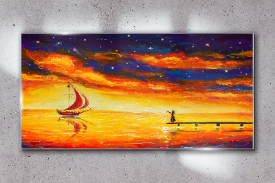 Obraz na skle Abstrakce lodi noční obloha