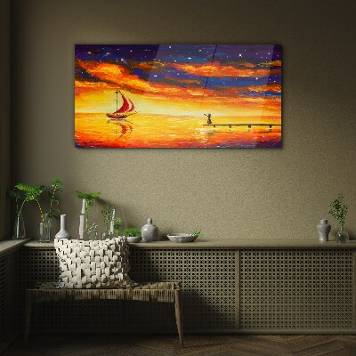Obraz na skle Abstrakce lodi noční obloha