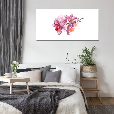 Obraz na skle Růžové orchideje na bílém pozadí