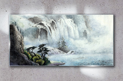 Obraz na skle Řeka vodní vodopád stromy