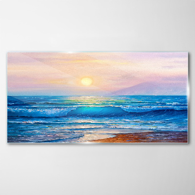 Obraz na skle Pobřeží vlny slunce nebe