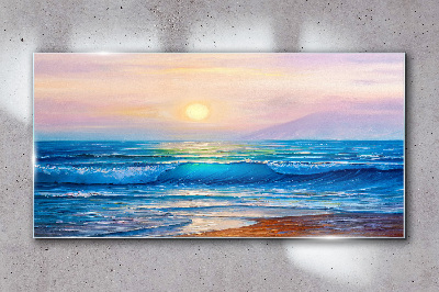 Obraz na skle Pobřeží vlny slunce nebe