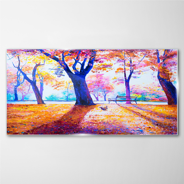 Obraz na skle Park strom listy podzim