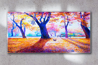 Obraz na skle Park strom listy podzim