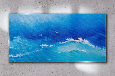 Obraz na skle Mořské vlny ptáci obloha