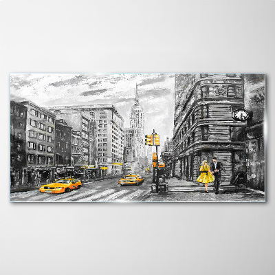 Obraz na skle Ulice v New Yorku ve žlutých taxících