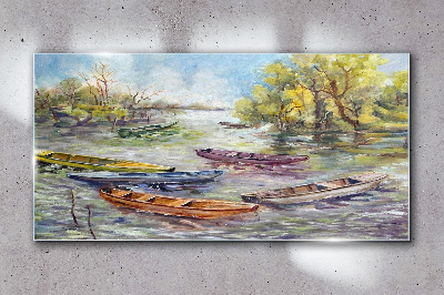 Obraz na skle Klidný přístav s barevnými loděmi