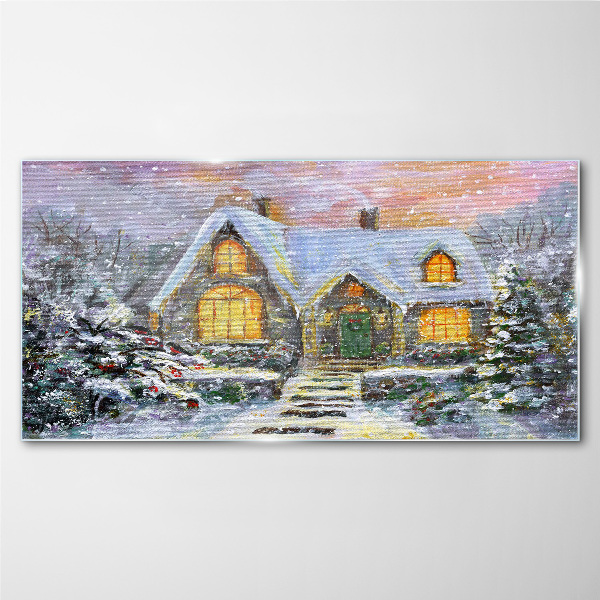 Obraz na skle Zimní dům Sníh