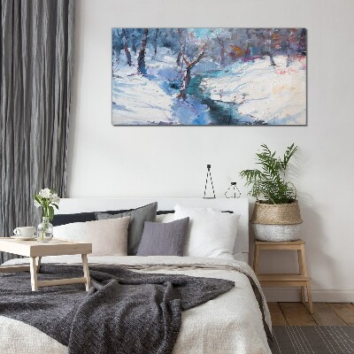 Obraz na skle Zimní lesní malování