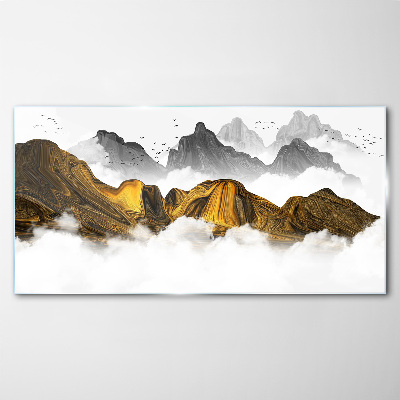 Obraz na skle Abstrakce horské mlhy ptáků
