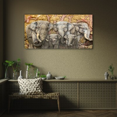 Obraz na skle Zvířata stromů slonů