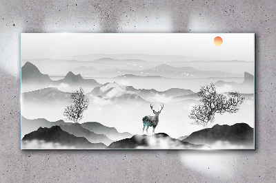 Obraz na skle Zvířecí jeleny stromy hory