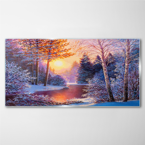 Obraz na skle Snow River Sunset River
