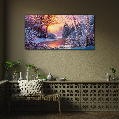 Obraz na skle Snow River Sunset River