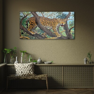Obraz na skle Jungle strom zvířecí kočka