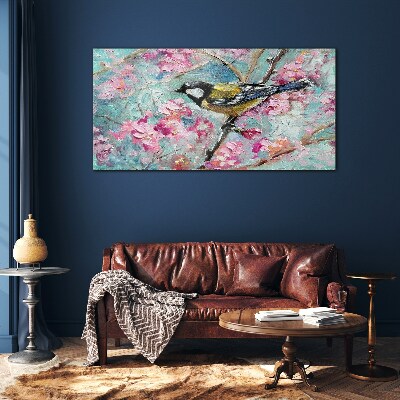 Obraz na skle Květiny zvířecí pták