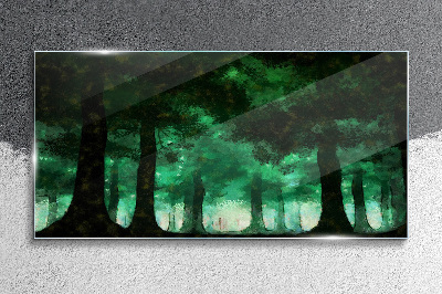 Obraz na skle malování lesních stromů