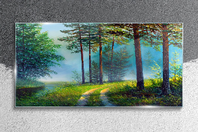 Obraz na skle Lesní cesta v ranní mlze