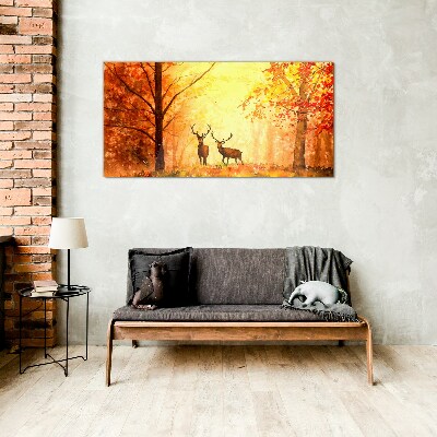 Obraz na skle Podzimní lesní jelen