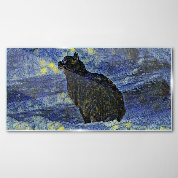 Obraz na skle Abstrakce kočka noční hvězda