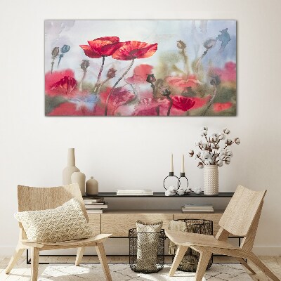 Obraz na skle Květiny malování