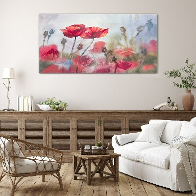 Obraz na skle Květiny malování