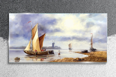 Obraz na skle Malování lodi rybář