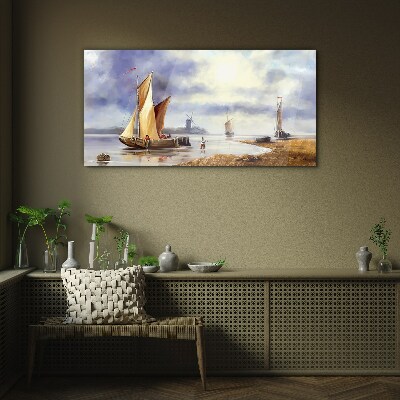 Obraz na skle Malování lodi rybář