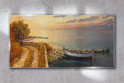 Obraz na skle Tichý přístav v zapadajícím slunci
