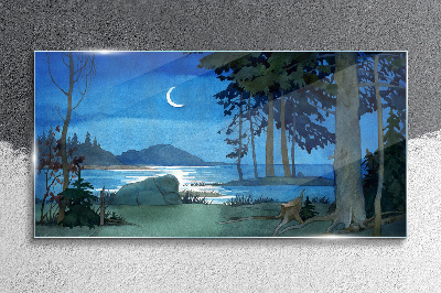 Obraz na skle Malování lesní mořská noc