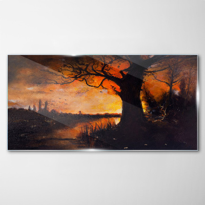 Obraz na skle Abstrakce strom krajina