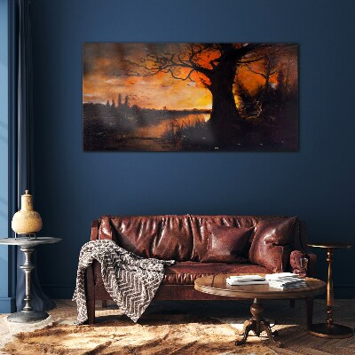 Obraz na skle Abstrakce strom krajina