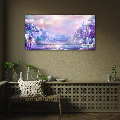 Obraz na skle Abstrakce Jezero hory obloha