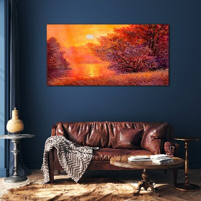 Obraz na skle Lesní řeka slunce krajina