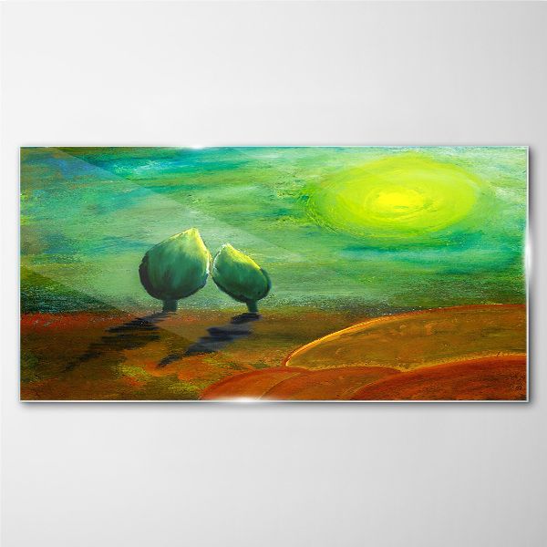 Obraz na skle Abstrakce slunce stromy