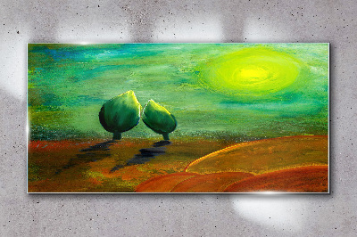 Obraz na skle Abstrakce slunce stromy