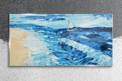 Obraz na skle Malování pobřeží moře lodi