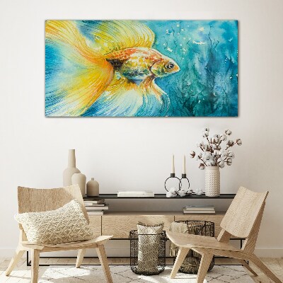 Obraz na skle Aquarelle zlatá rybka voda