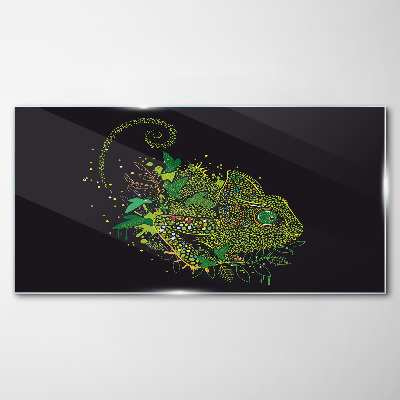 Obraz na skle Chameleon v zeleném