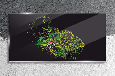 Obraz na skle Chameleon v zeleném