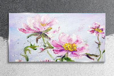 Obraz na skle Malování květiny pivoňky